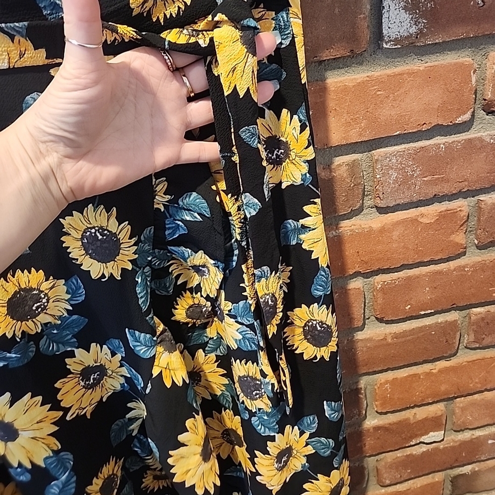 Floral Black and Yellow Women's Skirt - Picture 2 of 5